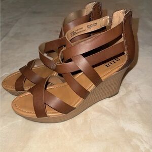 A.N.A Women’s Brown Strap Wedges- Size 10